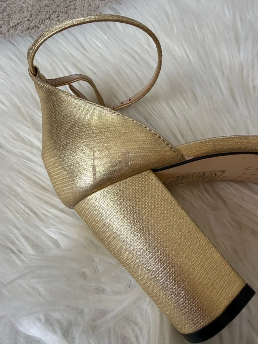 New! White House Black Market Gold Ankle-Strap Block Heels 9
